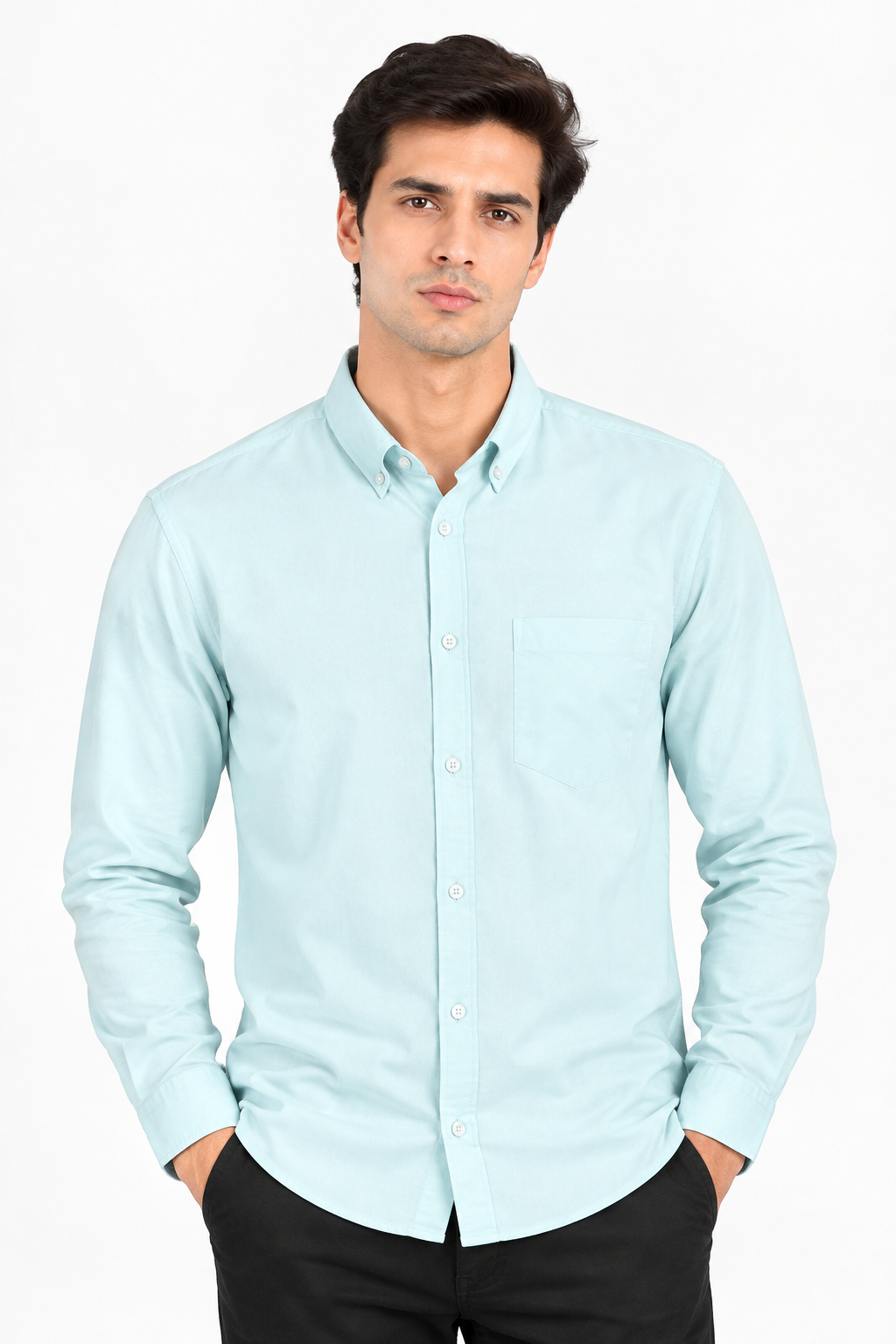 Oxford Plain Down Button Collar Shirts - WB 1432