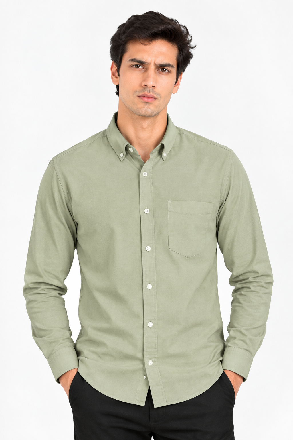 Oxford Plain Down Button Collar Shirts - WB 1432