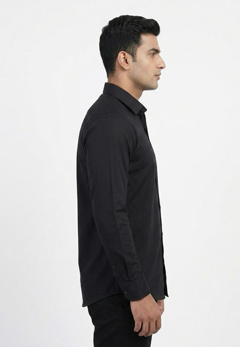 Mens Casual Solid Black Shirt - WB 1338