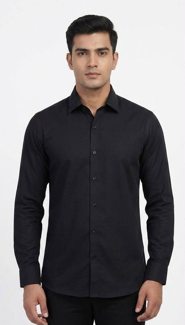 Mens Casual Solid Black Shirt - WB 1338