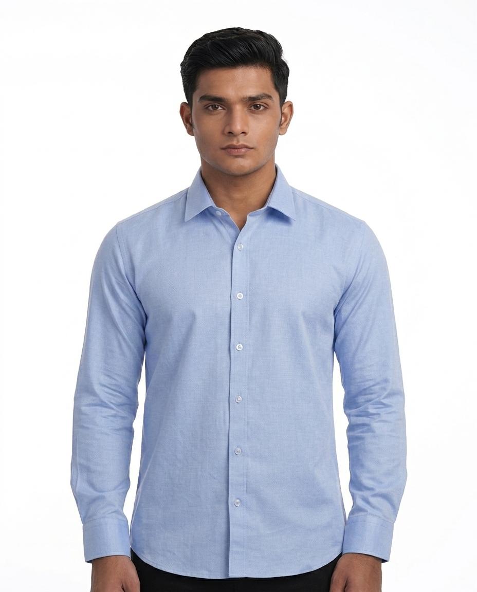 Men's Solid Blue Casaul Shirt - WB 1338