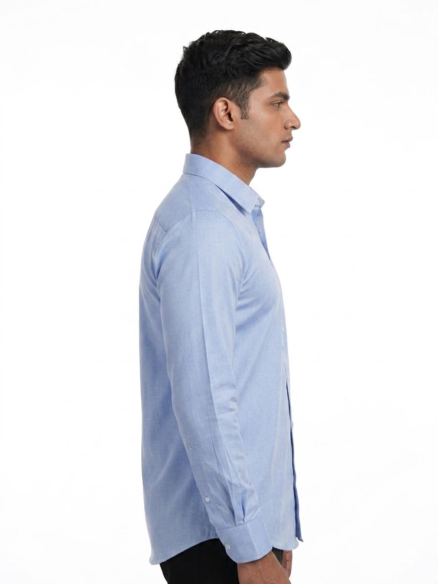 Men's Solid Blue Casaul Shirt - WB 1338