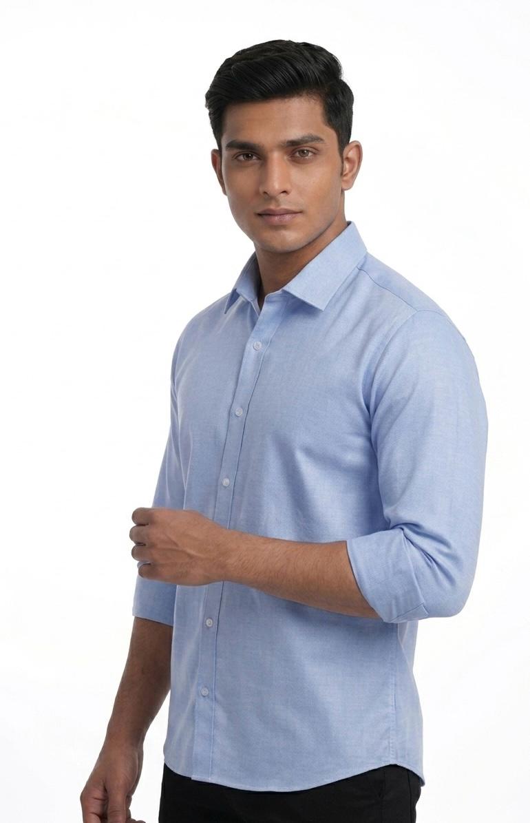 Men's Solid Blue Casaul Shirt - WB 1338
