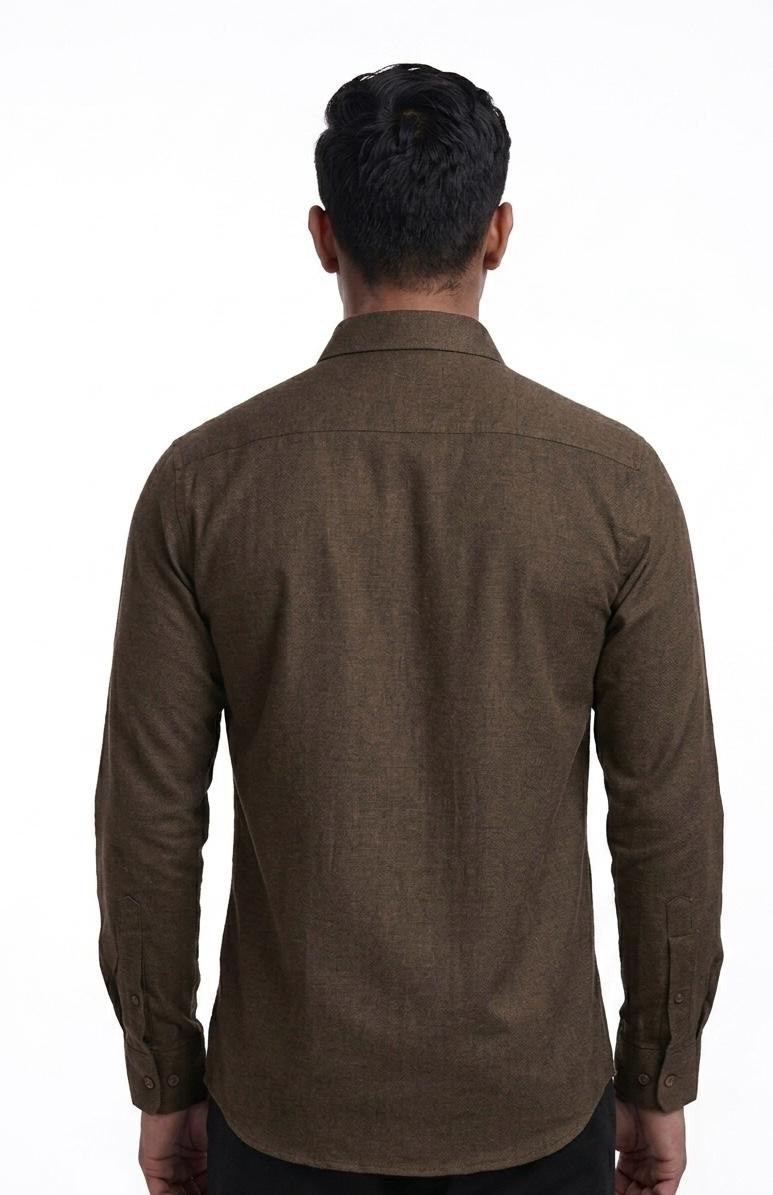 Men's Solid Brown Casual Shirt - WB 1338