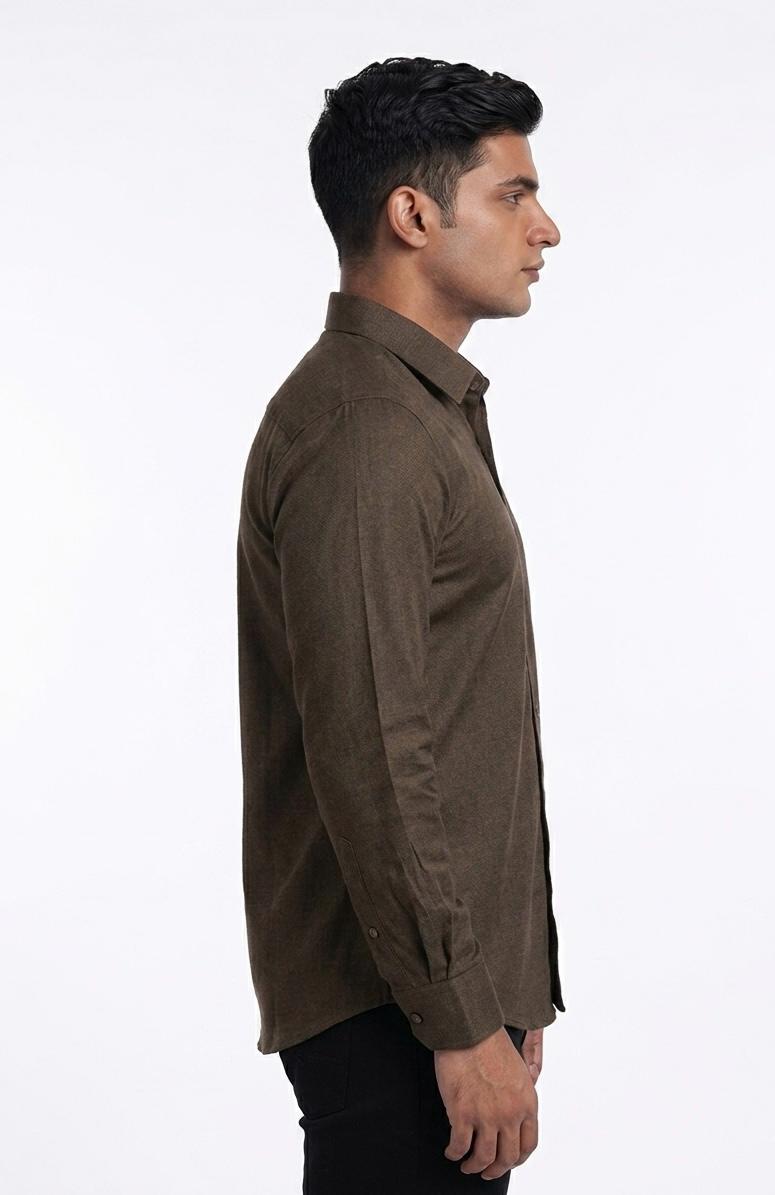 Men's Solid Brown Casual Shirt - WB 1338