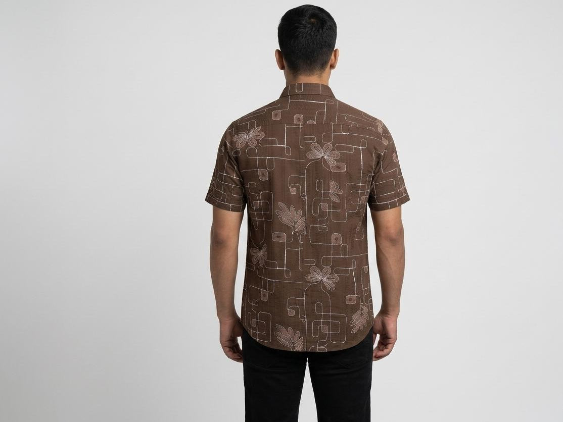 Embroidery look Short Sleeve Shirt- WB 1331