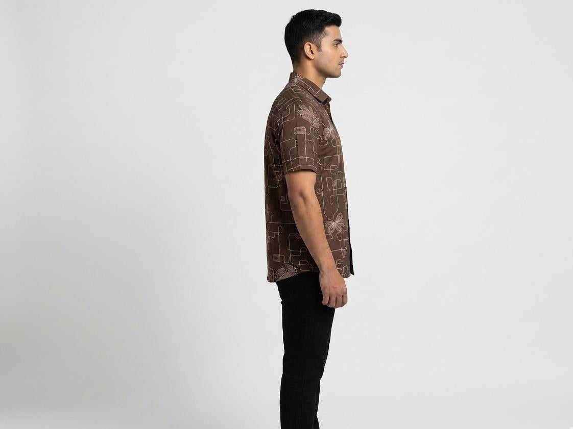 Embroidery look Short Sleeve Shirt- WB 1331