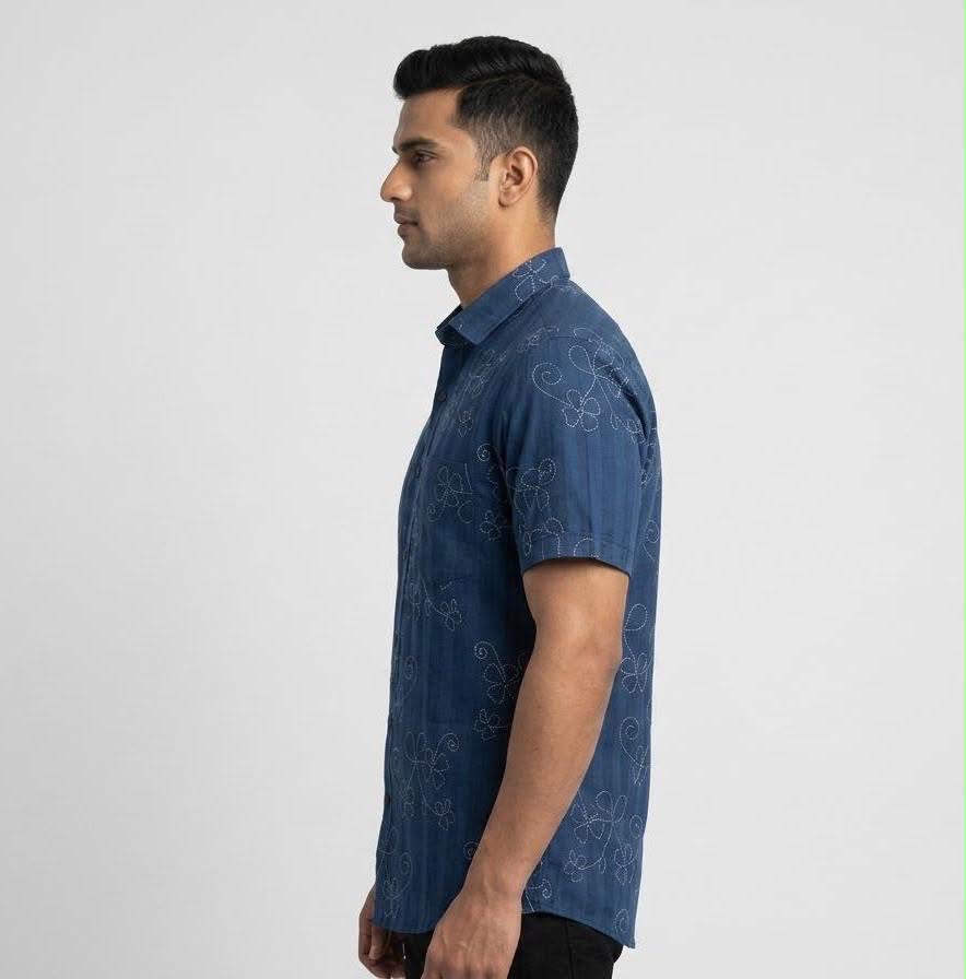 Embroiderey look Short sleeve shirt - WB 1328