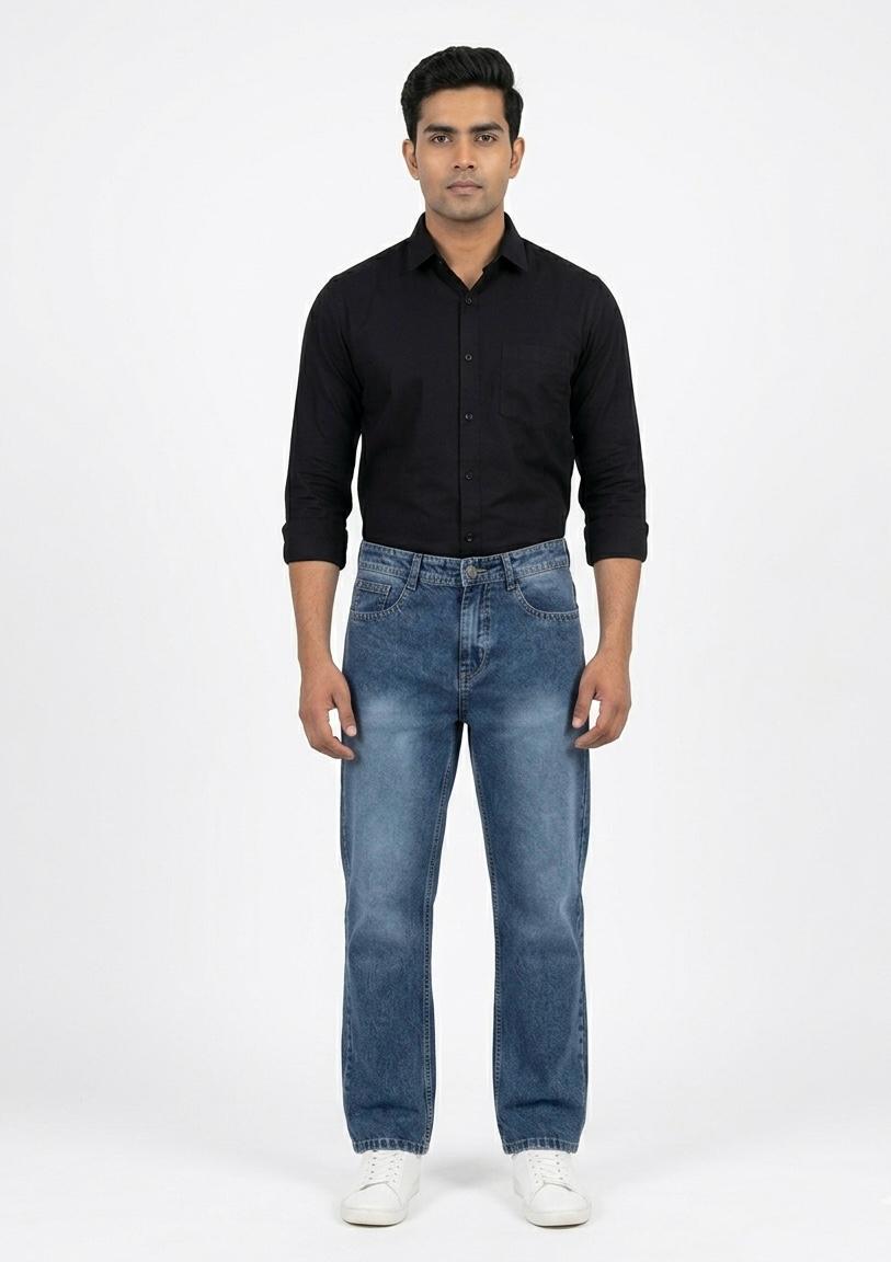Men's Straight Fit Jeans Spray Wash- WB 102